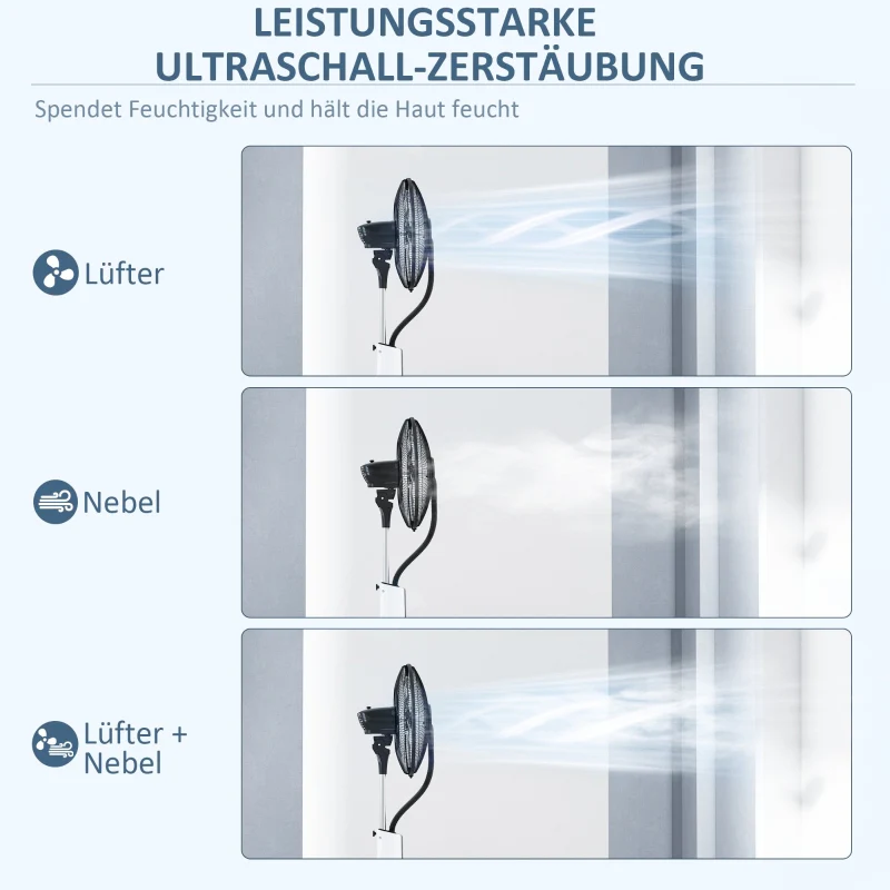 Water-Cooled Pedestal Fan, Misting, Remote, 3 Speed, 3L Tank, 90W, 125cm with Wheels - Image 4