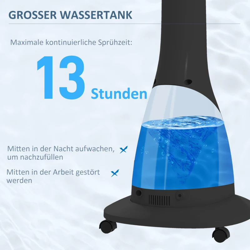 Water-Cooled Pedestal Fan, Misting, Remote, 3 Speed, 3L Tank, 90W, 125cm with Wheels - Image 7