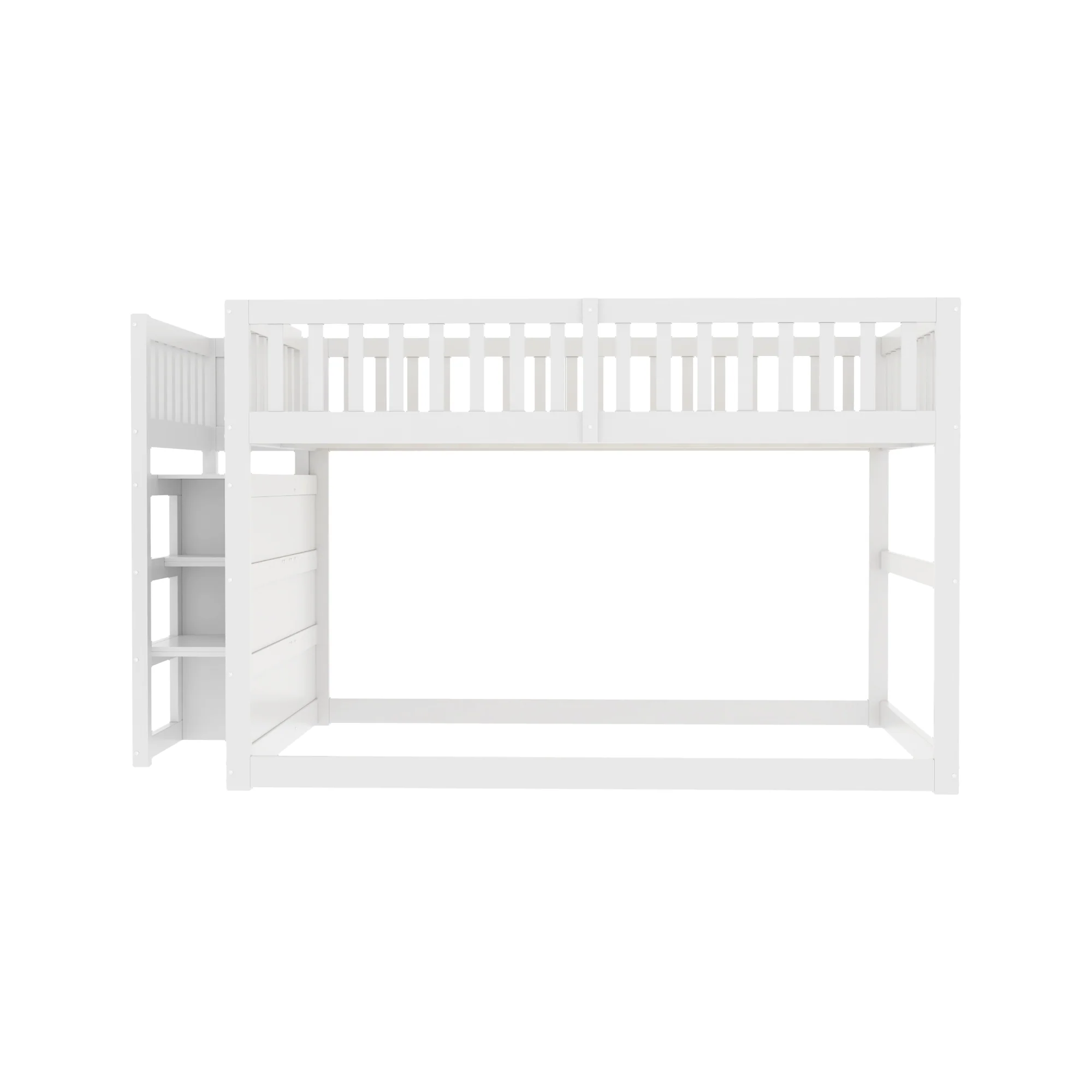 Wooden Bunk Bed with Ladder, Storage Drawers & Space-Saving Design, White - Image 3