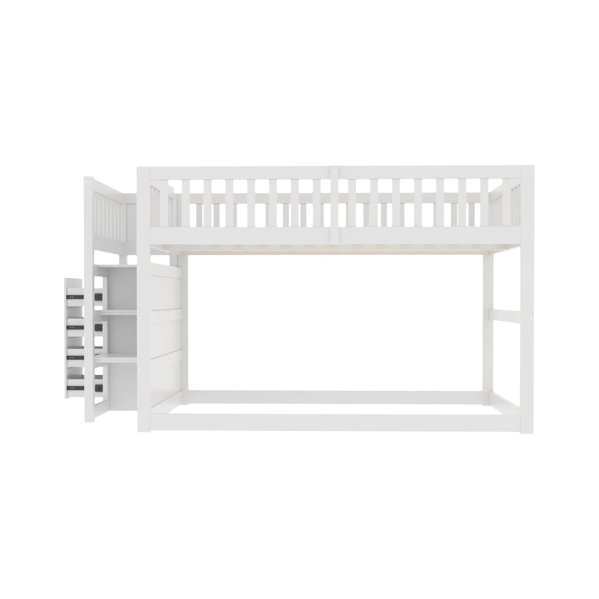 Wooden Bunk Bed with Ladder, Storage Drawers & Space-Saving Design, White - Image 7