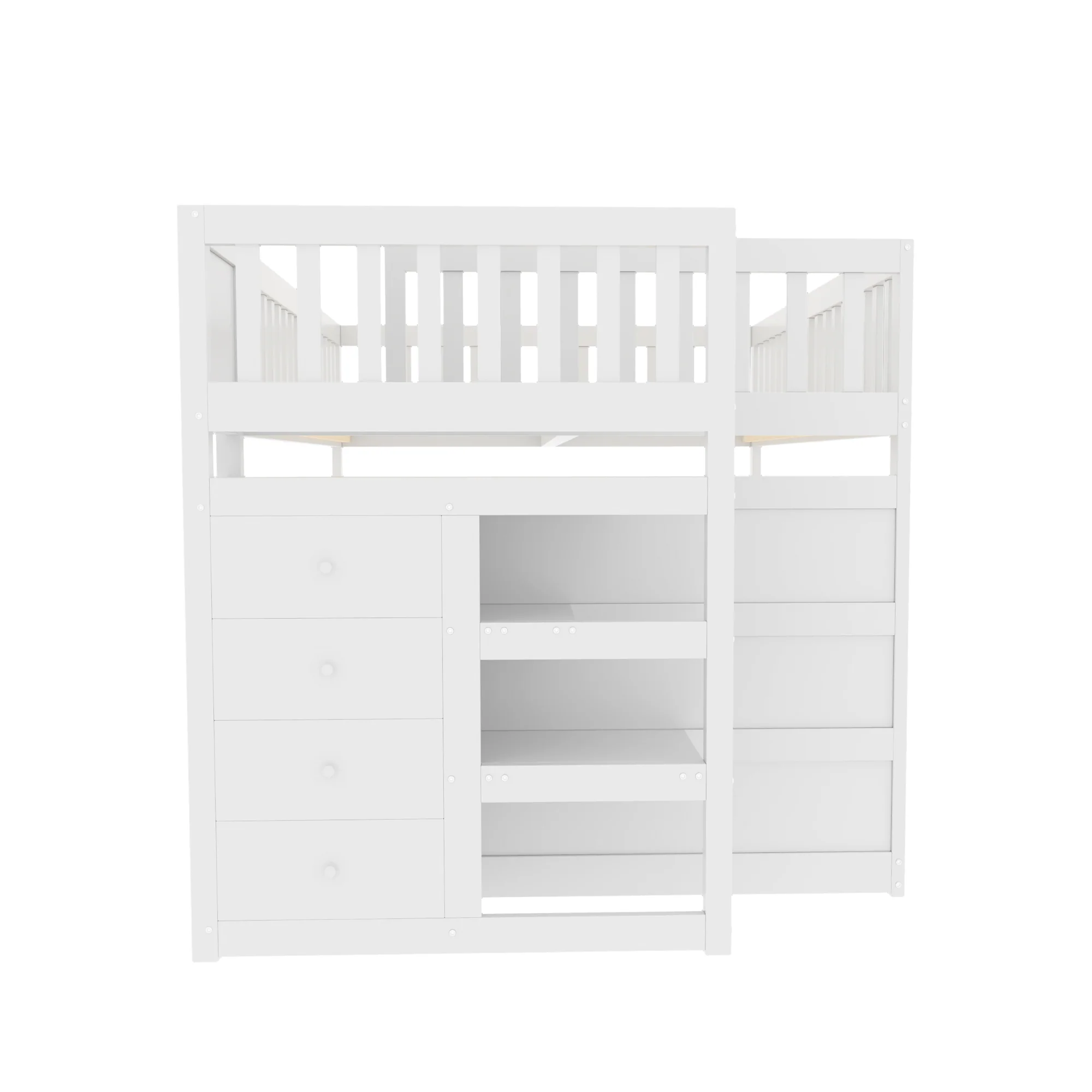 Wooden Bunk Bed with Ladder, Storage Drawers & Space-Saving Design, White - Image 8