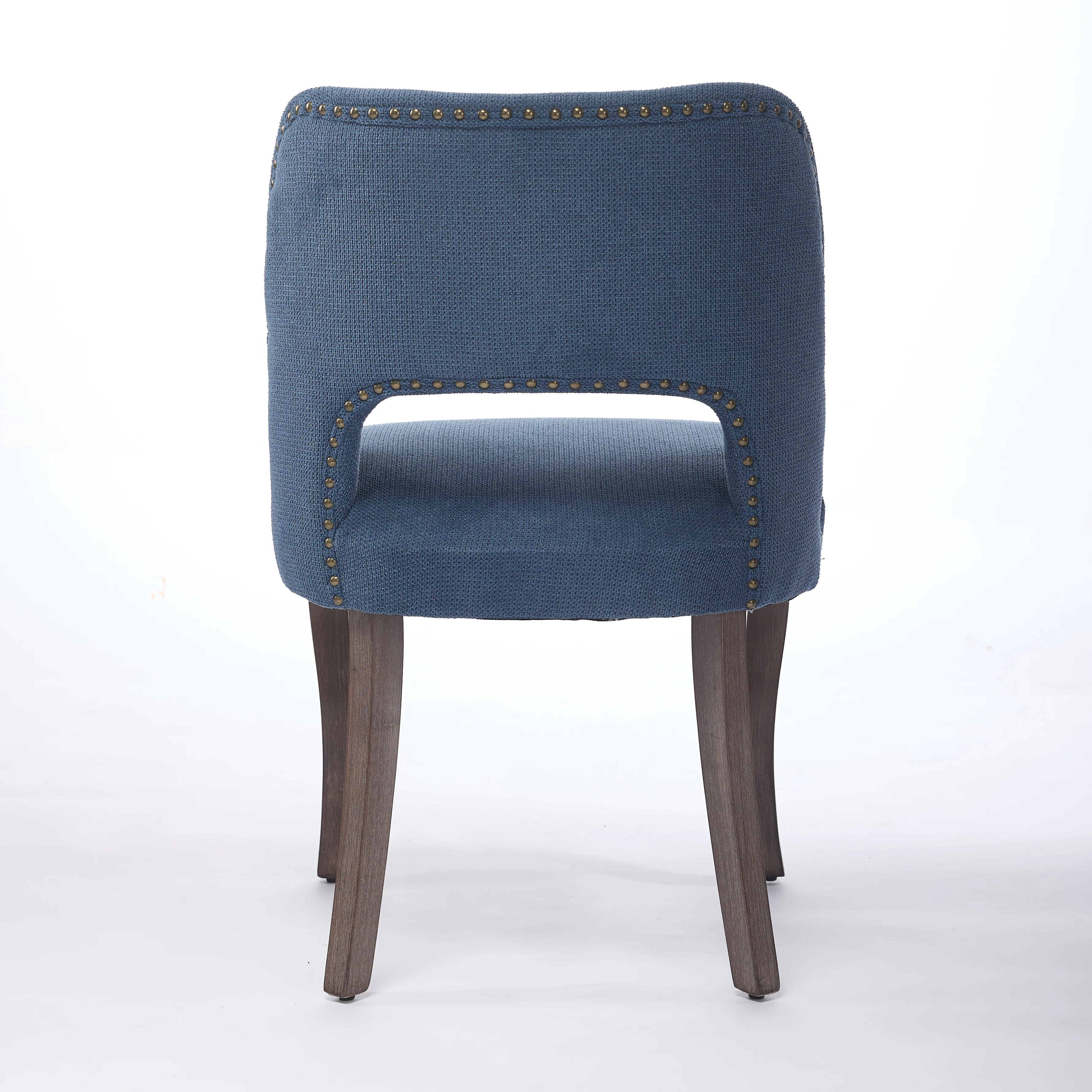Wooden Dining Chairs Set of 2 Modern Fabric Upholstered - Blue - Image 7