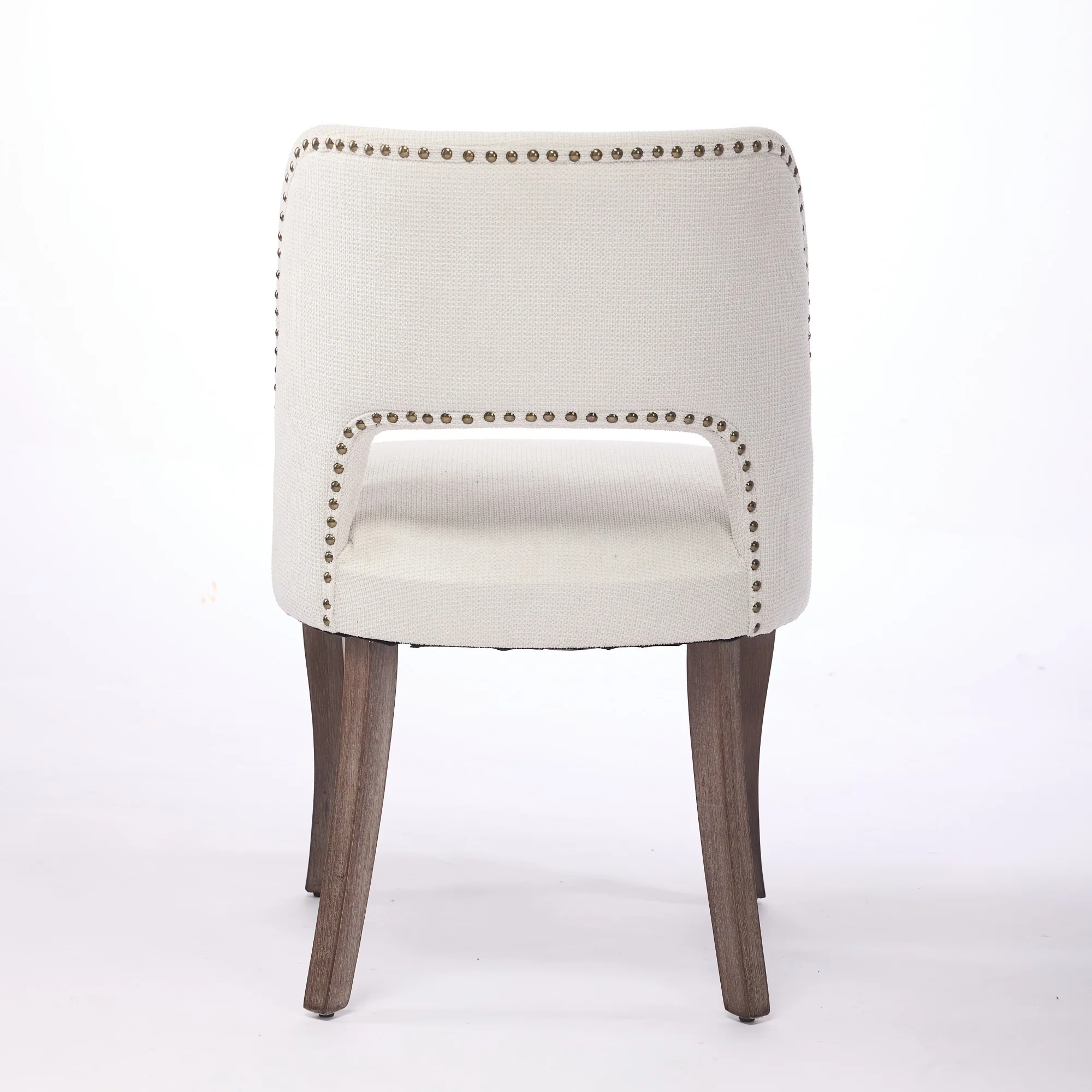 Wooden Dining Chairs Set of 2 Modern Fabric Upholstered Farmhouse - Beige - Image 7