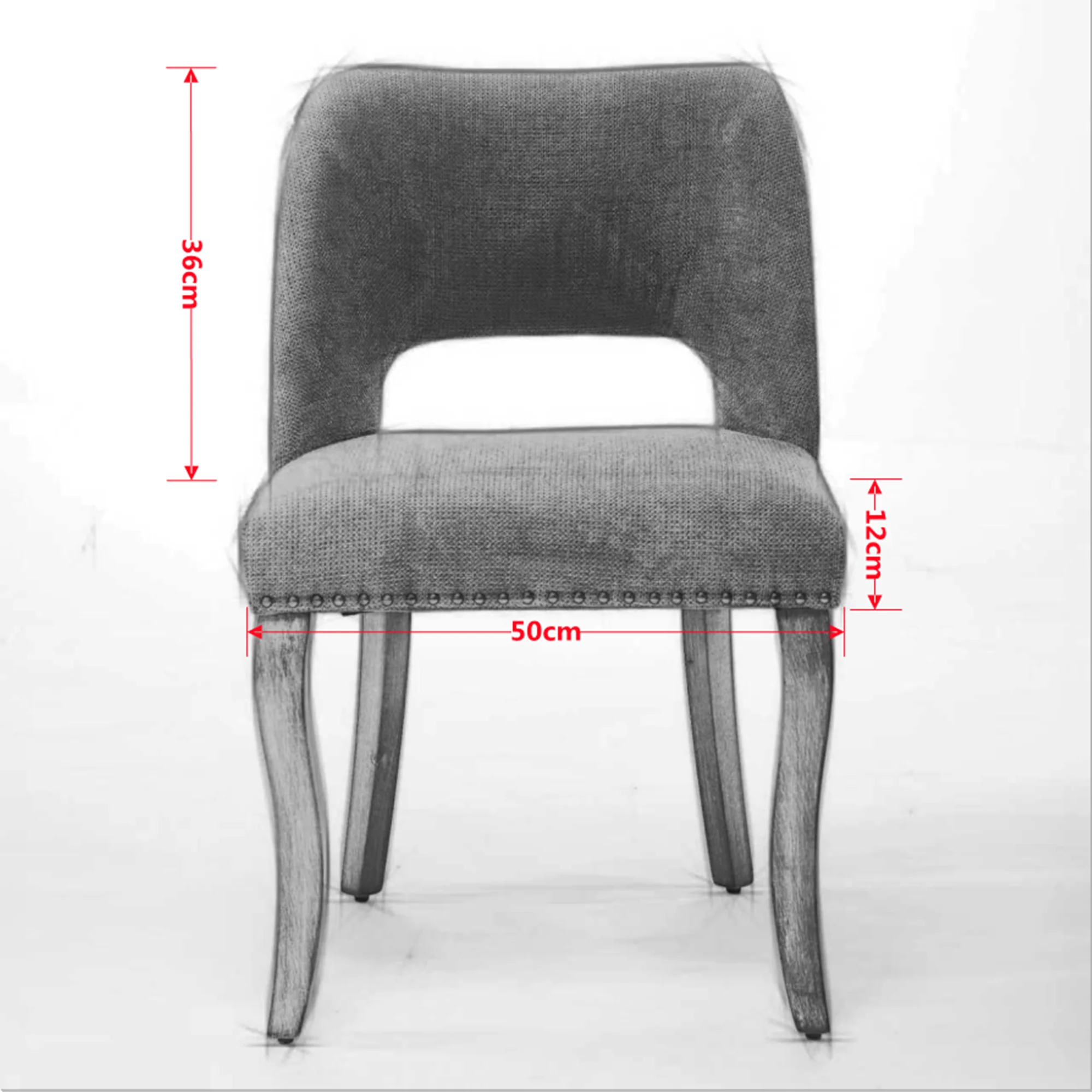 Wooden Dining Chairs Set of 2 Modern Fabric Upholstered Farmhouse - Beige - Image 8
