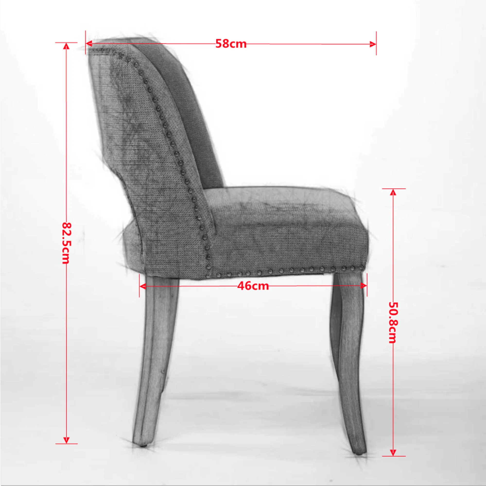 Wooden Dining Chairs Set of 2 Modern Fabric Upholstered Farmhouse - Beige - Image 9