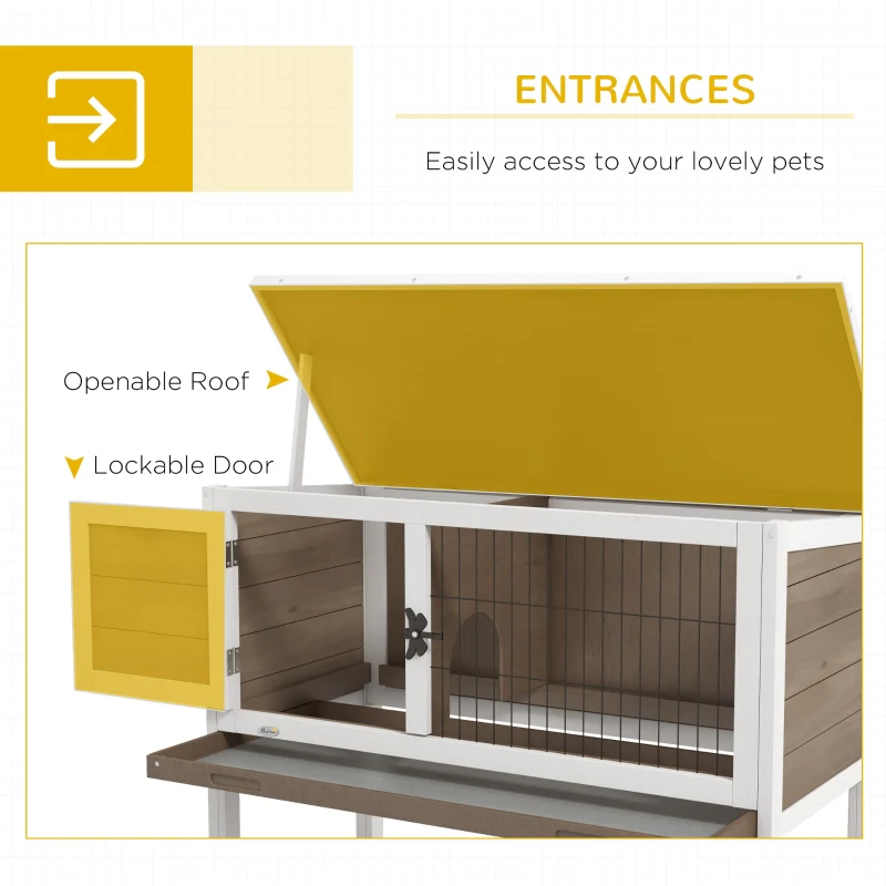 Wooden Guinea Pig Hutch, Small Animal Cage with Slide-out Tray, Brown - Image 5