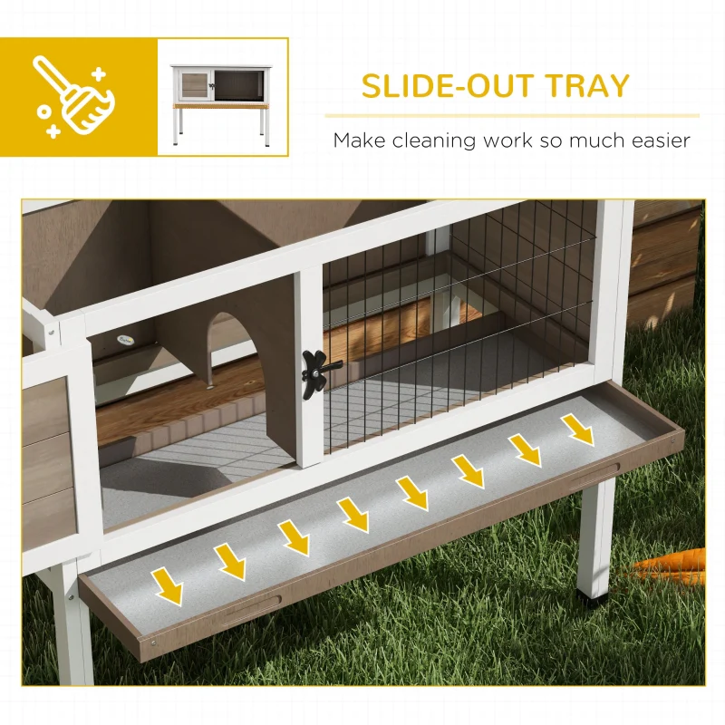 Wooden Guinea Pig Hutch, Small Animal Cage with Slide-out Tray, Brown - Image 6